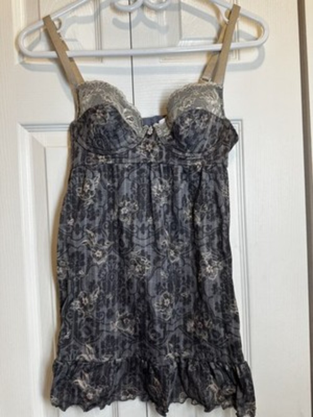 Sophie B Vintage Floral Mesh Lace Babydoll Camisole Top size Small